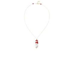 Collana argento dorato con perla barocca e resina corallo Selezione zanolli