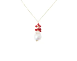 Collana argento dorato con perla barocca e resina corallo Selezione zanolli