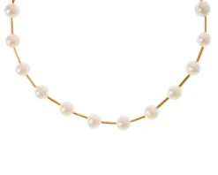 Collana argento dorato con perle di fiume e cilindri Selezione zanolli
