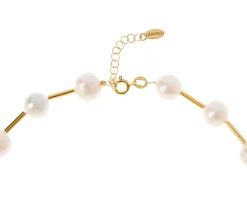 Collana argento dorato con perle di fiume e cilindri Selezione zanolli