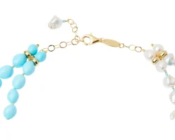 Collana argento dorato con perle e turchese Luisa della salda