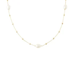 Collana argento dorato con perle ovali Selezione zanolli