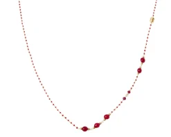 Collana argento dorato con smaltini rossi e granato Selezione zanolli