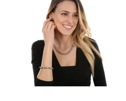 Collana argento palline bicolor satinate e lucide Selezione zanolli