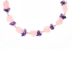 Collana argento rosè con ametista e quarzo rosa Luisa della salda