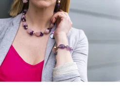 Collana argento rosè con ametista e quarzo rosa Luisa della salda