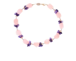 Collana argento rosè con ametista e quarzo rosa Luisa della salda