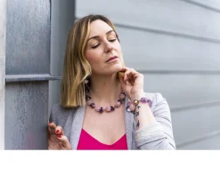 Collana argento rosè con ametista e quarzo rosa Luisa della salda
