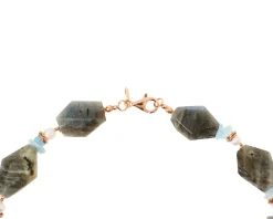 Collana argento rosè con labradorite e acquamarina Luisa della salda