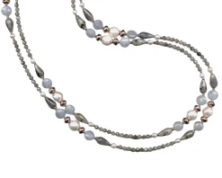 Collana argento rosè con labradorite perla e acquamarina Luisa della salda