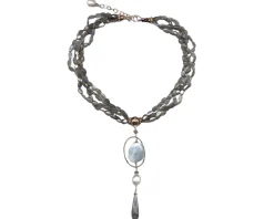 Collana argento rosè con labradorite perla e acquamarina Luisa della salda