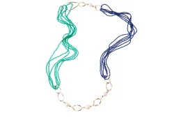 Collana argento rosè con lapis, malachite e perle Luisa della salda