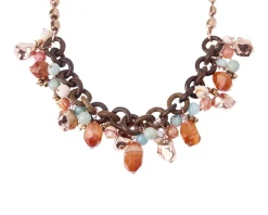 Collana argento rosè con legno, agata africana, amazzonite, ematite Luisa della salda