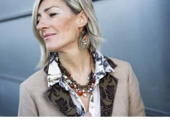 Collana argento rosè con legno, agata africana, amazzonite, ematite Luisa della salda