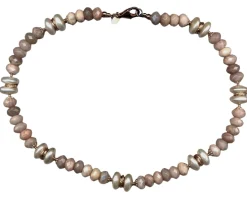 Collana argento rosè con moonstone e perle Luisa della salda