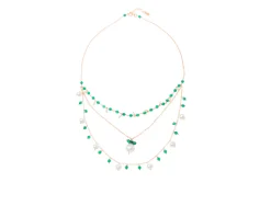 Collana argento rosè con perle di fiume e cristalli verdi Selezione zanolli