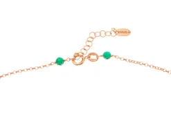Collana argento rosè con perle di fiume e cristalli verdi Selezione zanolli