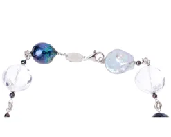 Collana argento rosè con perle grigie e cristallo di rocca Luisa della salda