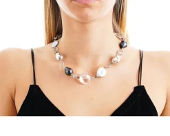 Collana argento rosè con perle grigie e cristallo di rocca Luisa della salda