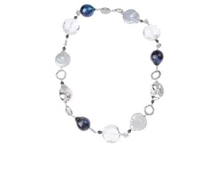 Collana argento rosè con perle grigie e cristallo di rocca Luisa della salda
