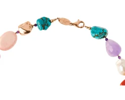 Collana argento rosè con prenite, quarzo rosa e perle Luisa della salda