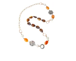 Collana argento rosè con sardonico, corniola, conchiglia e madreperla Luisa della salda