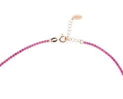 Collana argento rosè con zirconi fuxia e centrale porpora Selezione zanolli