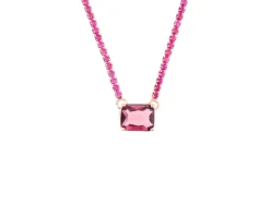 Collana argento rosè con zirconi fuxia e centrale porpora Selezione zanolli