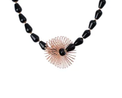 Collana argento rosè e agata nera Luisa della salda