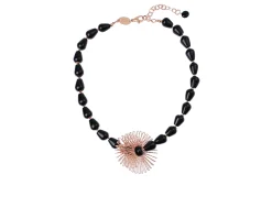 Collana argento rosè e agata nera Luisa della salda