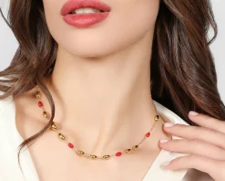 Collana boule argento dorato e corallo Unoaerre