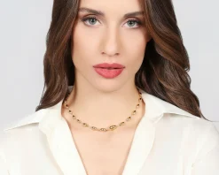Collana boule argento dorato e corallo Unoaerre