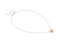 Collana crysalis argento dorato con farfalla di zirconi rosa Nomination