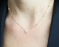 Collana cuore argento dorato con zirconi bianchi Sovrani