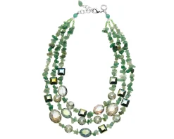 Collana 3 fili con cristalli e giadeite Ottaviani
