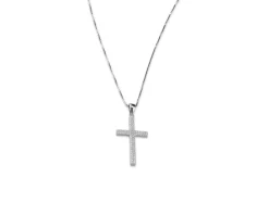 Collana luce argento con ciondolo croce in cubic zirconia Sovrani