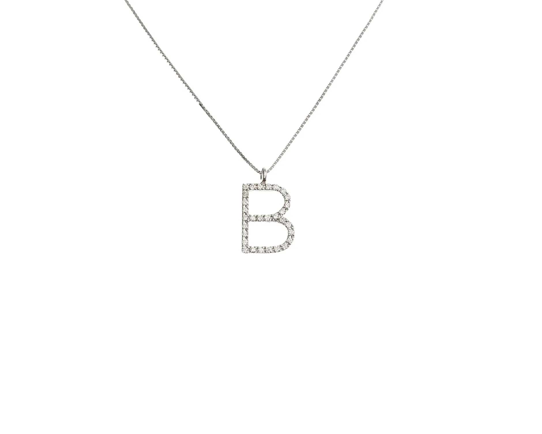 Collana oro 750‰ ciondolo lettera b con brillanti Selezione zanolli