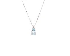 Collana oro 750‰ con acquamarina goccia e diamanti Selezione zanolli
