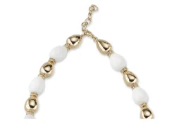 Collana ottone finitura oro agata bianca e zirconi Sovrani