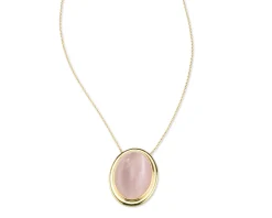 Collana ottone finitura oro con occhio di gatto rosa Sovrani