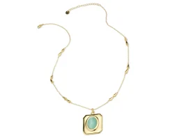 Collana ottone finitura oro con occhio di gatto verde acqua Sovrani