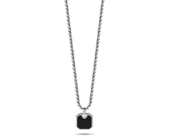 Collana uomo acciaio con pendente ottagonale in onice nero Liu jo