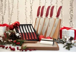 Coltello filetto teknica acciaio con manico rosso Berkel