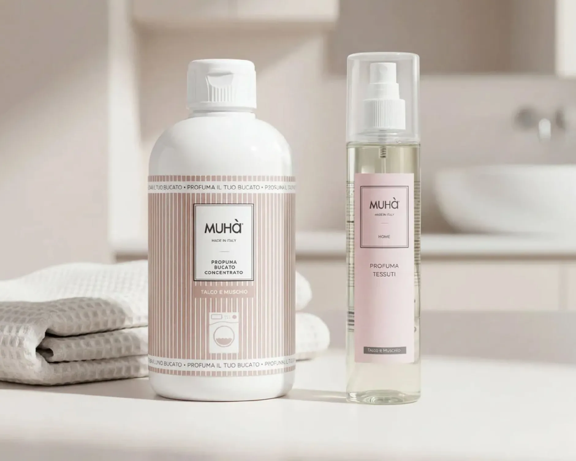 Confezione regalo bucato con spray talco e muschio Muhà