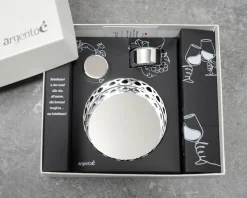 Confezione sottobottiglia cerchi argento trilaminato con tappo e salvagoccia Selezione zanolli