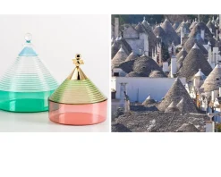 Contenitore da tavola trullo verde salvia e rosa Kartell