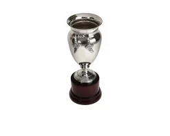 Coppa argento con maniglie e base in legno Selezione zanolli