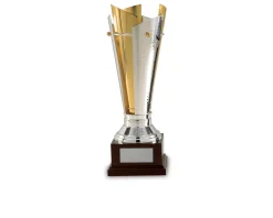 Coppa in ottone argentato e dorato con base in legno Selezione zanolli
