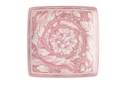 Coppa quadra piana barocco rose porcellana Versace