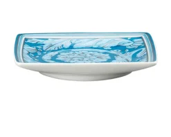 Coppa quadra piana barocco teal porcellana Versace